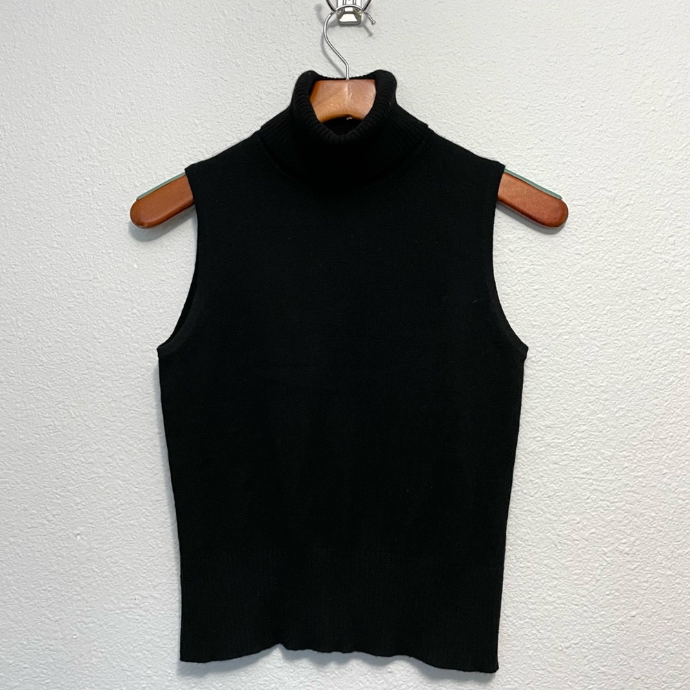 Ann Taylor Cashmere Black Turtleneck Sweater Vest
